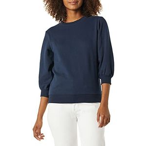 Amazon Essentials Dames Franse badstof fleece mouw detail ronde hals sweatshirt, marineblauw, S