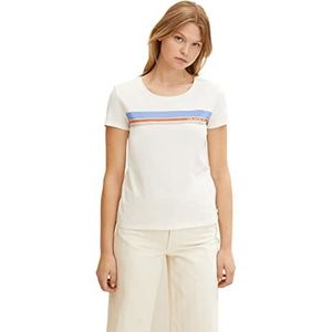 TOM TAILOR Denim Dames T-shirt met print 1032808, 10348 - Gardenia White, XL