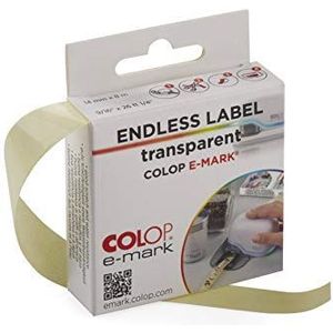 COLOP e-mark 155362 Eindeloze etiketten transparant, 14 mm x 8 m rol, spatwater- en krasbestendig, 155362