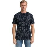 TOM TAILOR - Shirt - Navy/Wit - T-shirt - Ronde Hals - Kwartmouw