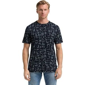 TOM TAILOR - Shirt - Navy/Wit - T-shirt - Ronde Hals - Kwartmouw