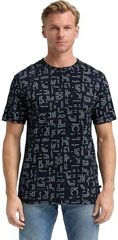 TOM TAILOR - Shirt - Navy/Wit - T-shirt - Ronde Hals - Kwartmouw