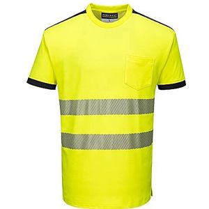 Portwest T181 PW3 Hi-Vis Vision T-Shirt, Korte Mouw, Geel/Zwart, Grootte XS