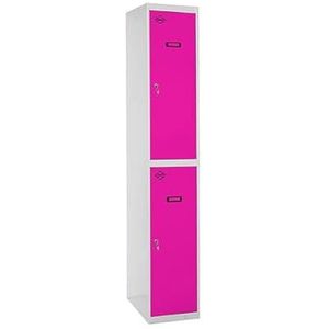 SimonRack kledingkast, metaal, 2 deuren, inclusief sleutel, 1800 x 300 x 500 mm, grijs/roze - SimonLocker