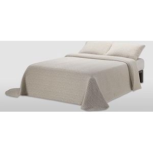 MANTAS MORA Jacquard-sprei van gerecycled katoen, natuurlijk gevoel, licht en ademend, design N16, 180 x 270 cm, linnen