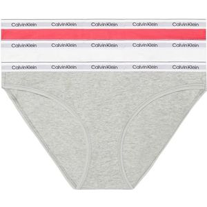 Calvin Klein Dames 3-pack bikini (laagbouw), Azalea/wit/grijs heather, S, Azalea/Wit/Grijs Heide, S