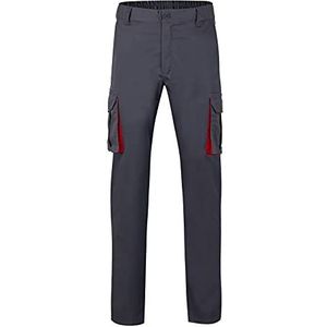 VELILLA 103024S; stretchbroek, tweekleurig, meerdere zakken, grijs en rood, maat 48