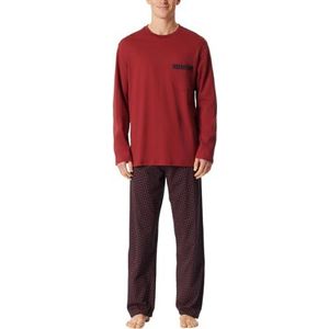 Schiesser Heren pyjama lange nachtkleding set pyjamaset, donkerrood 180262, 25