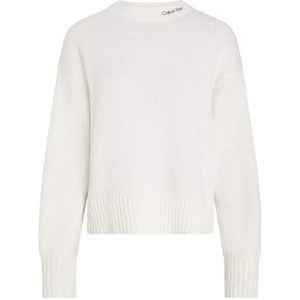 Calvin Klein - LOGO EMBRO SWEATER - Sweater - Ivory - Gebreid - Regular Fit