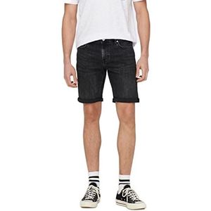 ONLY & SONS Heren Onsply W. Black 5192 Shorts Dnm Noos, Washed Black, XXL