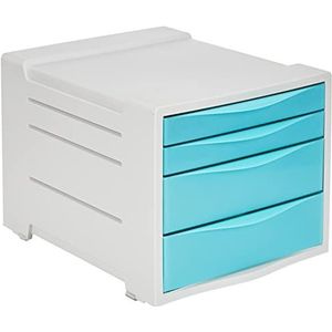 Esselte Ladenblok, Organiser met 4 Laden voor Bureau, Laden voor Papieren en Kantoorbenodigdheden, Voor Thuis en op Kantoor, Reliëfpatroon, Colour'Breeze Assortiment, Blauw, 626284