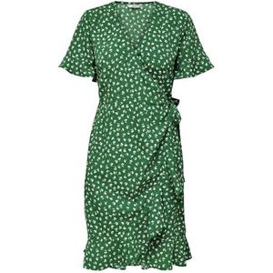 ONLY Onlolivia S/S Wrap Dress WVN Noos Jurk voor dames, Verdant Green/Aop:w.fiona Ditsy, 42