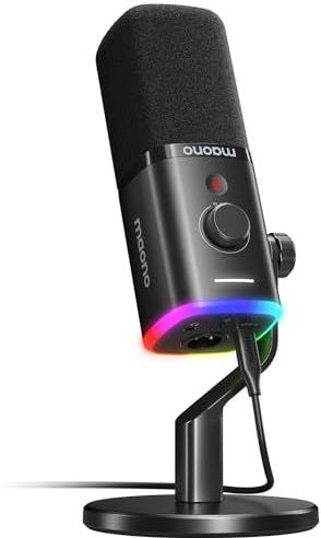 MAONO Dynamische gaming-microfoon: USB/XLR-microfoon voor streaming en podcasting, microfoon met software, mute-schakelaar en gain-knop, voor pc-gaming, PS4, PS5, PD100X