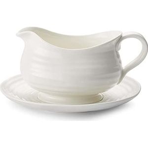 Portmeirion Home & Gifts Gravy Boat & Stand, Porselein, Wit, 22,5 x 18 x 10 cm