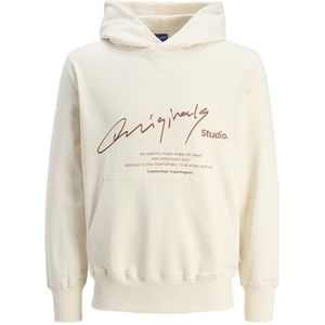 JACK & JONES Jormanchester Branding Sweat Hood voor heren, antiek wit., XS