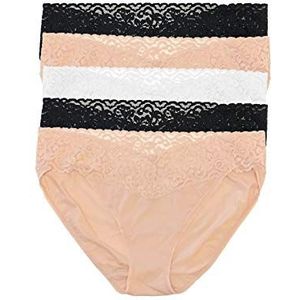 Felina Rekbaar kanten getrimd bikini ondergoed - sexy ondergoed voor vrouwen, bikini slipje, naadloos slipje (5-pack), Neutrale tinten, L/XL