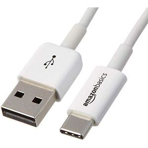 Amazon Basics USB-C-naar-USB-A 2.0-snellaadkabel, snelheid 480 Mbps, USB-IF-gecertificeerd, voor Apple iPhone 16/15, iPad, Samsung Galaxy, tablets, laptops, 6 ft (1,80 m), wit