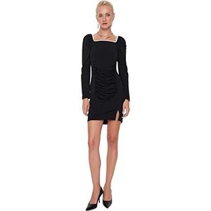 Trendyol Dames Mini Skater Regular Gebreide Jurk, Zwart, M