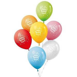 20 Happy Birthday-ballonnen, diverse kleuren, 26 cm in diameter, in PBH.