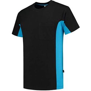 Tricorp 102002 Workwear Bicolor borstzak T-shirt, 100% gekamd katoen, 190g/m², zwart-turquoise, maat 5XL