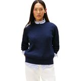Tommy Hilfiger Dames CO Cable FINE GG C-NK LS SWT WW0WW44993 Trui Trui, blauw, XXS, Blauw (Donker Night Navy Gs Tipping), XXS