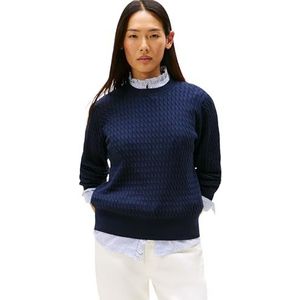 Tommy Hilfiger Dames CO Cable FINE GG C-NK LS SWT WW0WW44993 Trui Trui, blauw, XXS, Blauw (Donker Night Navy Gs Tipping), XXS