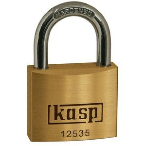 Kasp Hangslot, messing Premium, 35 mm serie 125 K12535D verschillend sluitend, goud