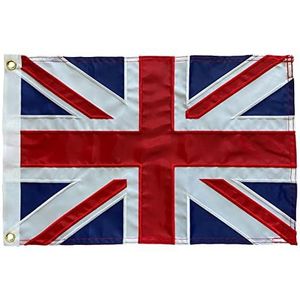 Homissor Britse Vlag 12x18 Union Jack Engeland Boot Vlaggen Geborduurde Genaaide Strepen Verenigd Koninkrijk 1x1.5 UK Vlag Heavy Duty Outdoor