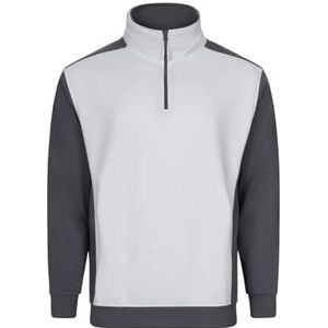 VELILLA Tweekleurig sweatshirt met halve ritssluiting, uniseks, volwassenen, Wit en grijs., XXL