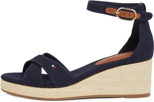 Tommy Hilfiger - Criss-Cros Mid Wedge Espadrilles - Blauw - Textiel