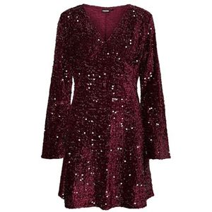 PIECES Pckam Ls V-hals New Dress JRS Bc, tawny port, S