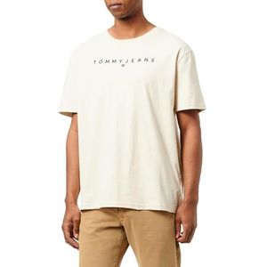 Tommy Jeans Heren TJM Reg lineair logo T-shirt Ext S/S T-shirts, Nieuwsprint, 3XL grote maten tall