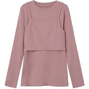 NAME IT Nkfklasi Ls Slim Top Shirt met lange mouwen voor meisjes, Mauve Mist, 116 cm