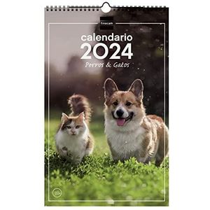 Finocam - Kalender 2024 spiraalwandafbeeldingen om te schrijven, januari 2024 - december 2024 (12 maanden) Spaanse honden en katten