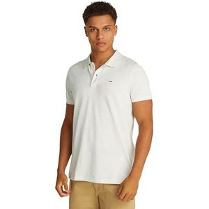 Tommy Jeans Heren TJM SLIM PLACKET POLO EXT S/S Polo, Grijs, 3XL, Grijs (Grijs Htr), 3XL grote maten