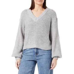 Bestseller A/S Vmthunder Ls V-hals Ga Bf Pullover voor dames, lichtgrijs gem., XL