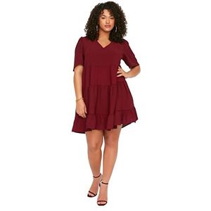 Trendyol Vrouwen Plus Size Mini A-lijn Ontspannen Geweven Plus Size Jurk, Damson Kleur, 68