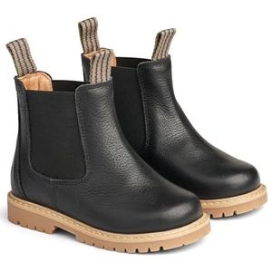 Wheat Unisex kinderschoenen hoge Chelsea-laarzen winterlaarzen Sonni Tex 60% leer, 40% suède ademend, waterdichte sneeuwschoen, 0021 Zwart, 33 EU