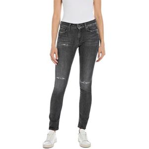 Replay Dames Skinny fit Jeans New Luz Broken Edge collectie, 097, donkergrijs, 29W / 30L