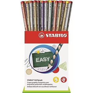 Ergonomisch potlood - STABILO EASYgraph S Metallic Edition - pot x 48 grafietpotloden - HB - 36 rechtshandigen + 12 linkshandigen