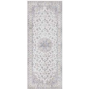 Elle Decor Design tapijtloper oosters Nain (80 x 200 cm, 100% polyester, geschikt voor vloerverwarming, robuust, eenvoudige reiniging), lichtgrijs