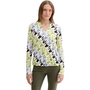 TOM TAILOR T-shirt met lange mouwen voor dames, 36886 - Abstract Houndstooth Design, XXL