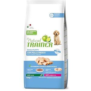 Natural Trainer Maxi voer voor honden, puppy's & junior met kip, 12 kg