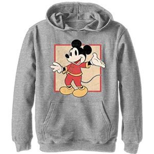 Disney Characters Chinese Mickey Boy's Hooded Pullover Fleece, Athletic Heather, Small, Athletic Heather, S