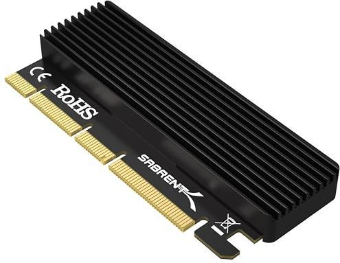 SABRENT M.2 SSD NVMe PCIe Adapter met aluminium koellichaam en thermisch pad, voor SSD 1TB, SSD 2TB, SSD 4TB, HDD 8TB tot 16TB, M.2 NVMe naar PCIE 3.0 X16/X8/X4 kaart (EC-PCIE).