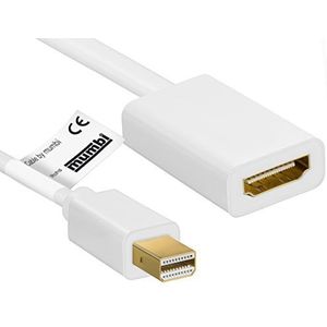 Mumbi 22410 Mini DisplayPort HDMI-adapterkabel - mini DisplayPort stekker naar HDMI -A bus - vergulde contacten - adapterkabel 10cm wit