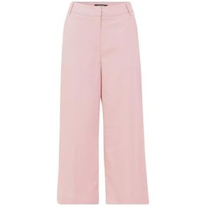 Taifun Dames culotte van lyocell linnen mix broek vrije tijd verkort broek effen 3/4 lengte, roze (poeder), 36 NL Kort