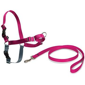 PetSafe Easy Walk-tuigje, anti-trekhondenharnas, vermindert verstikking en hoesten, met 1,8 m riem, maat M, roze