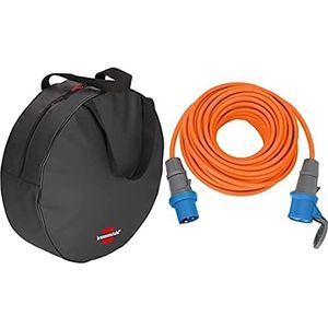 Brennenstuhl Camping Verlengsnoer 25m (CEE Kabel in oranje H07RN-F 3G2,5 met CEE-stekker IP44,) & Brennenstuhl transport- en opbergtas voor verlengkabels