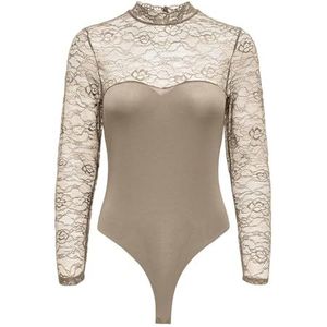 ONLSIA Highneck Heart L/S Lace Body Acc, silver mink, L